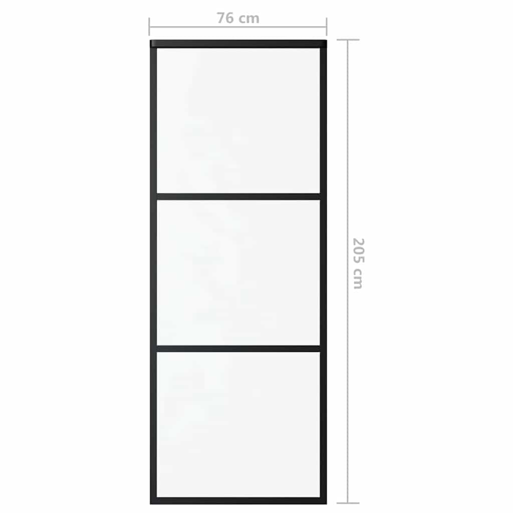 vidaXL Skjutdörr 3-paneler ESG-glas och aluminium 76x205 cm svart