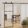 vidaXL Skjutdörr 3-paneler ESG-glas och aluminium 76x205 cm svart