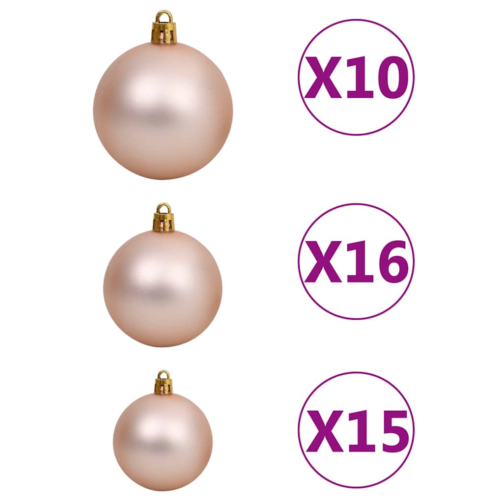 vidaXL Belyst plastgran med kulor 210 cm 910 grenar