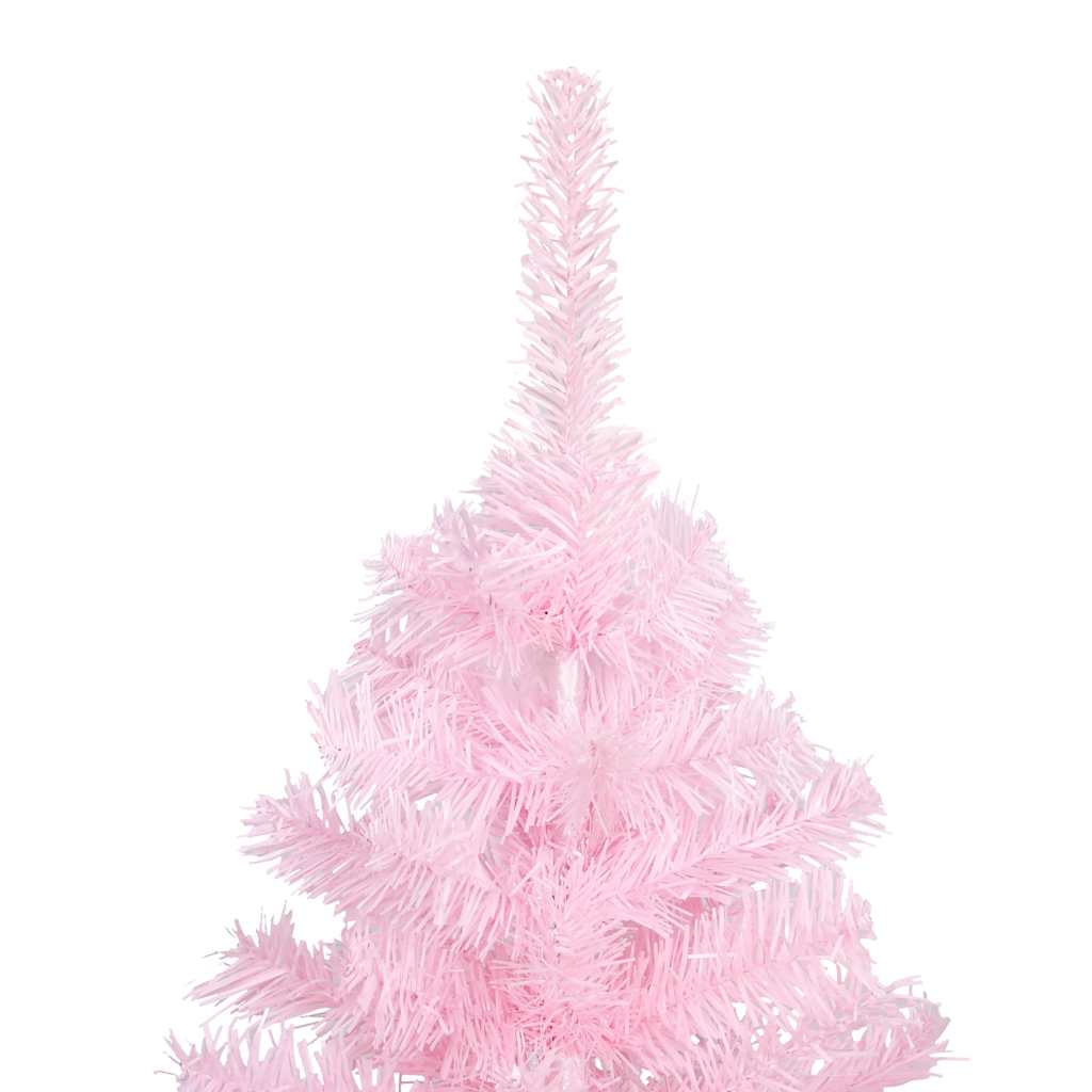 vidaXL Belyst plastgran med kulor rosa 240 cm PVC