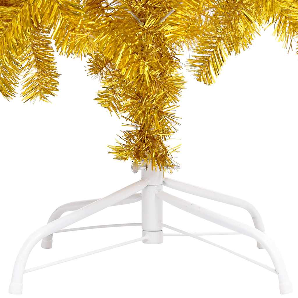 vidaXL Belyst plastgran med kulor guld 120 cm PET