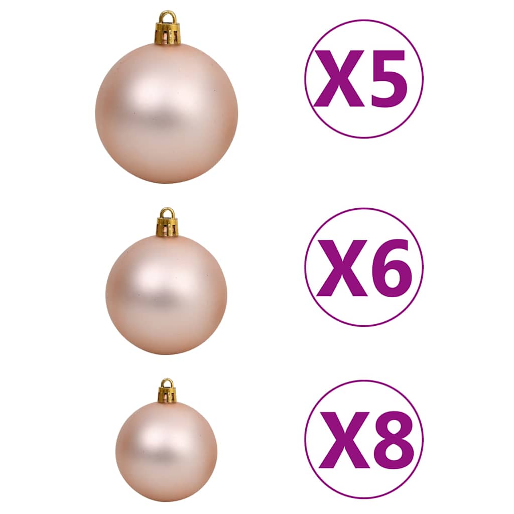 vidaXL Belyst plastgran med kulor guld 120 cm PET