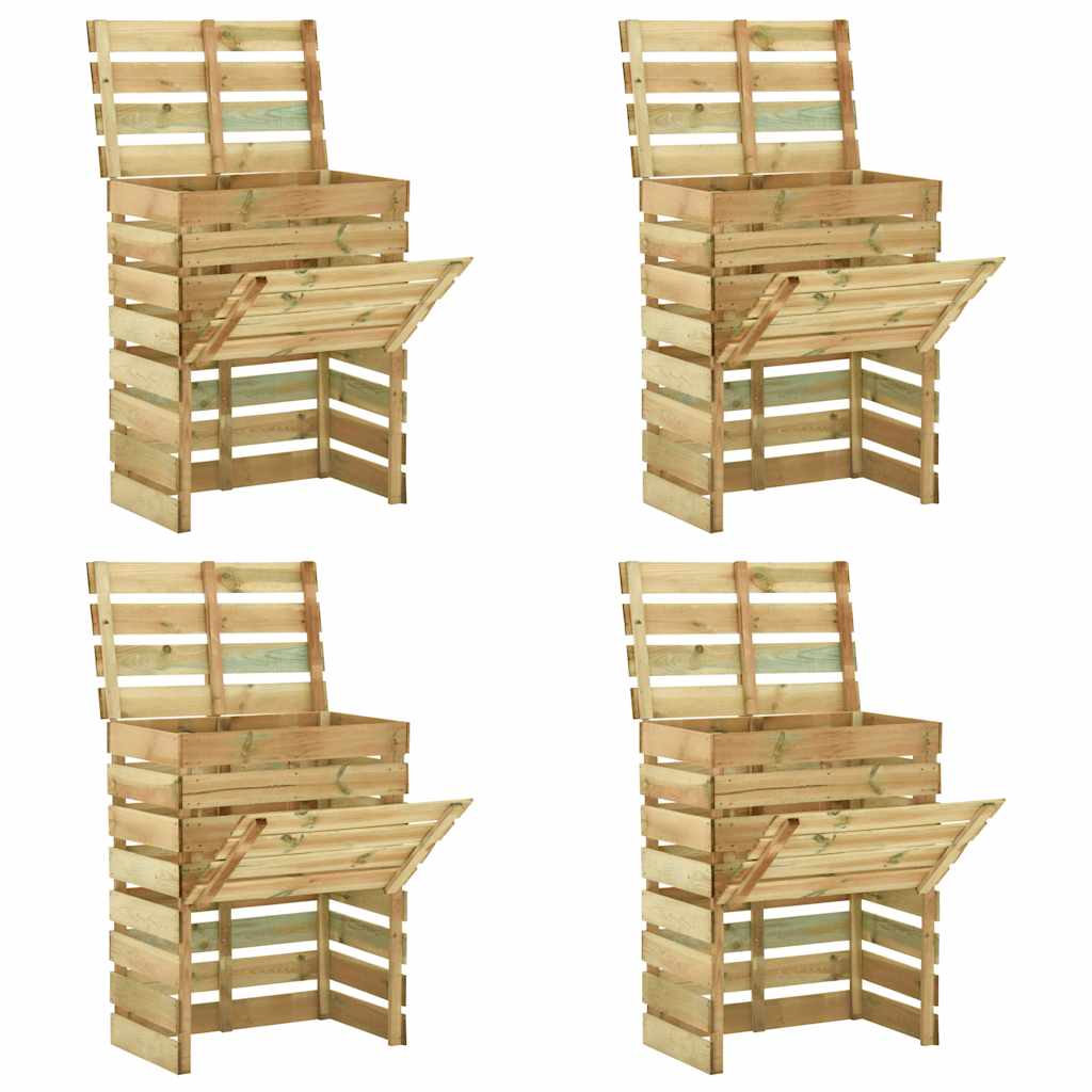 vidaXL Ribbad trädgårdskompost 4 st 80x50x100 cm impregnerad furu