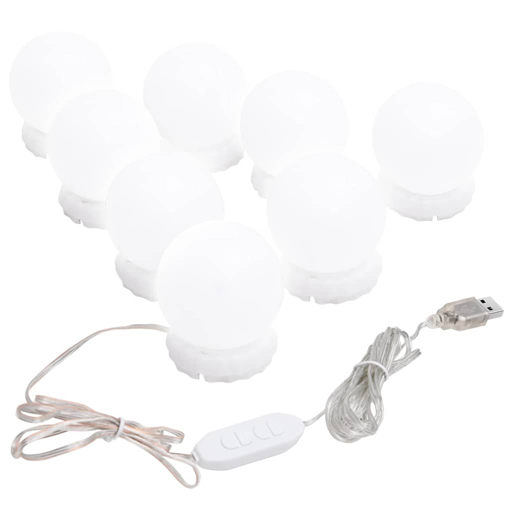 vidaXL Spegelbelysning med 8 LED-lampor varmvit och kallvit