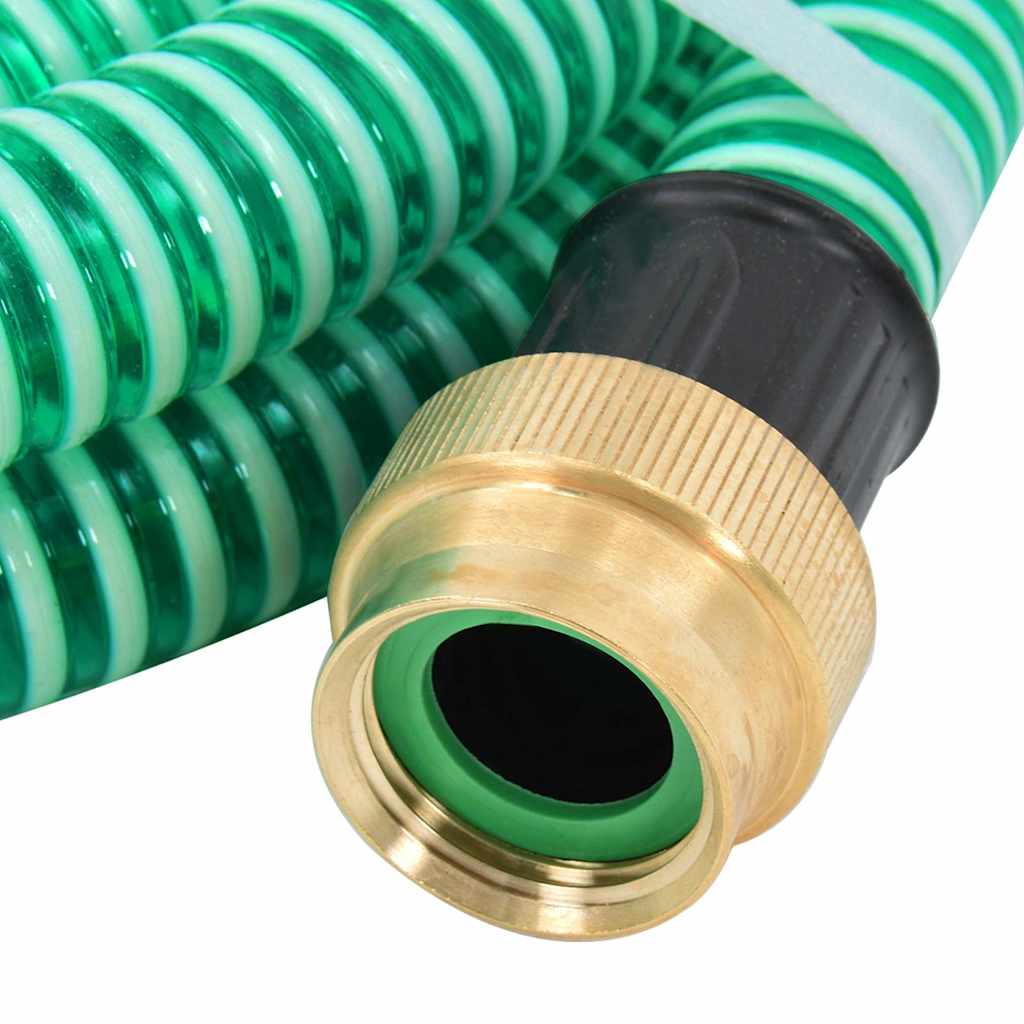 vidaXL Sugslang med kopplingar mässing grön 1,1" 5 m PVC
