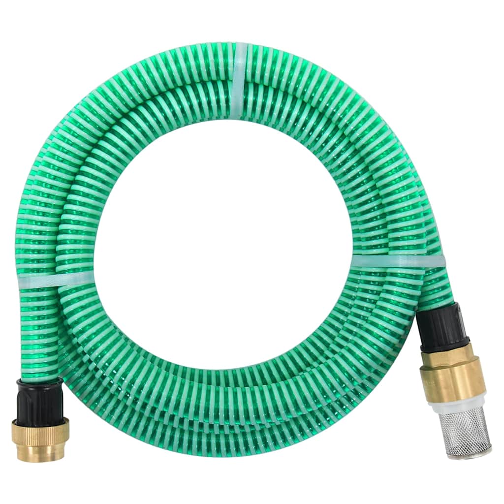 vidaXL Sugslang med kopplingar mässing grön 1,1" 15 m PVC