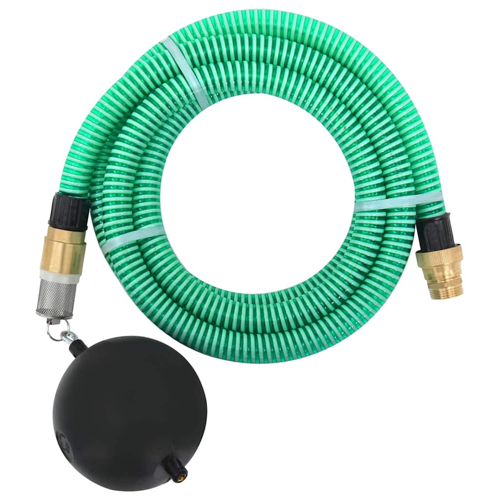 vidaXL Sugslang med kopplingar mässing grön 1,1" 20 m PVC