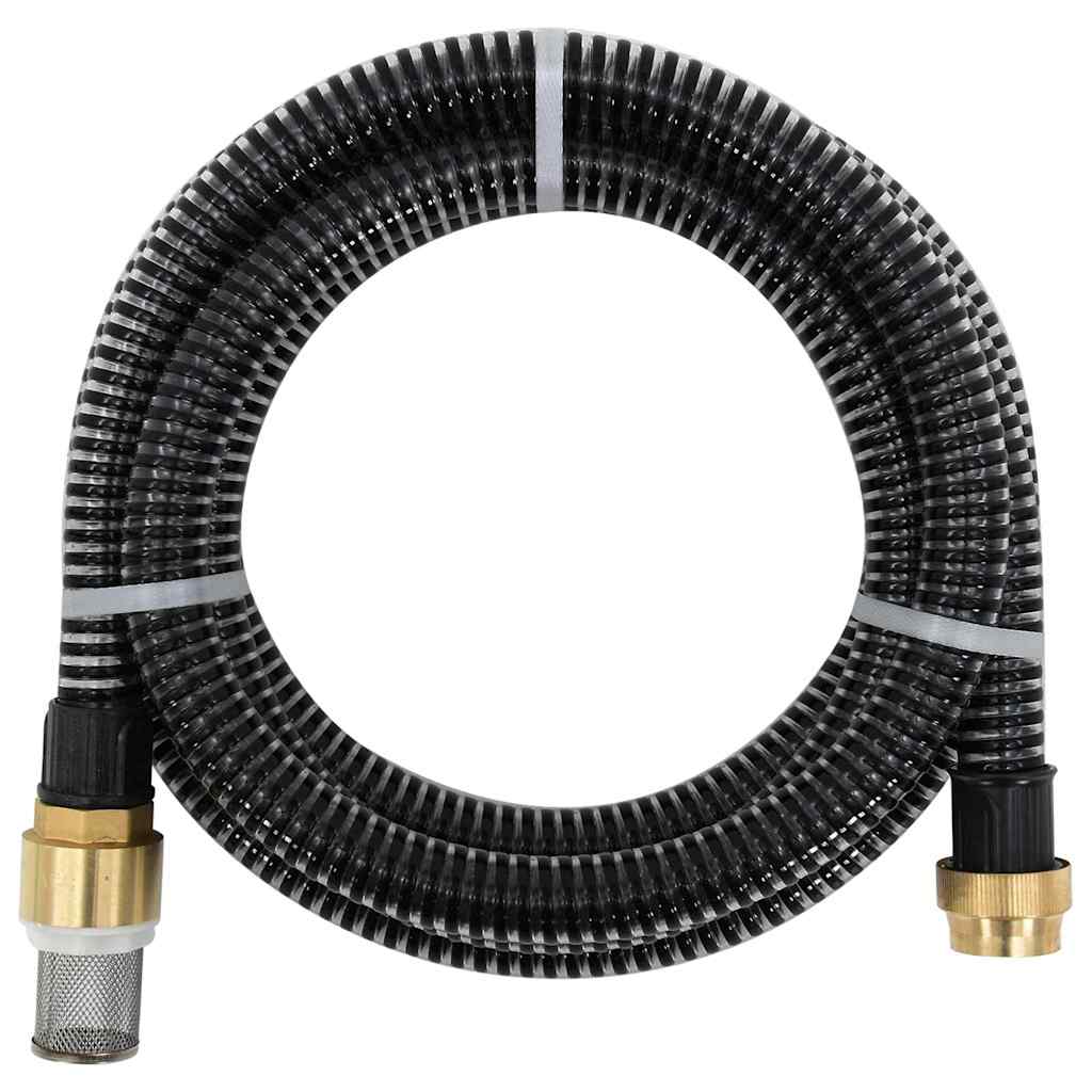 vidaXL Sugslang med kopplingar mässing svart 1,1" 10 m PVC