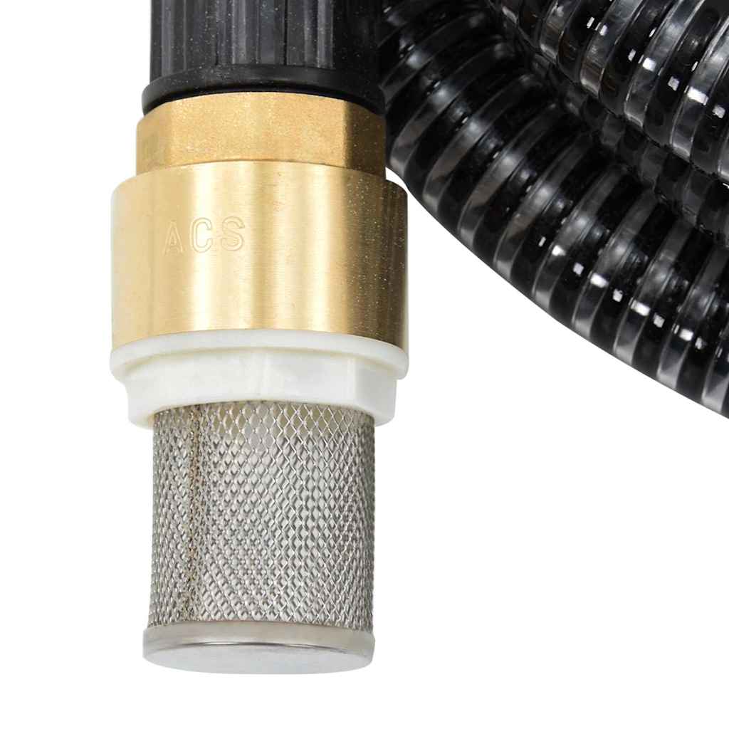 vidaXL Sugslang med kopplingar mässing svart 1,1" 10 m PVC