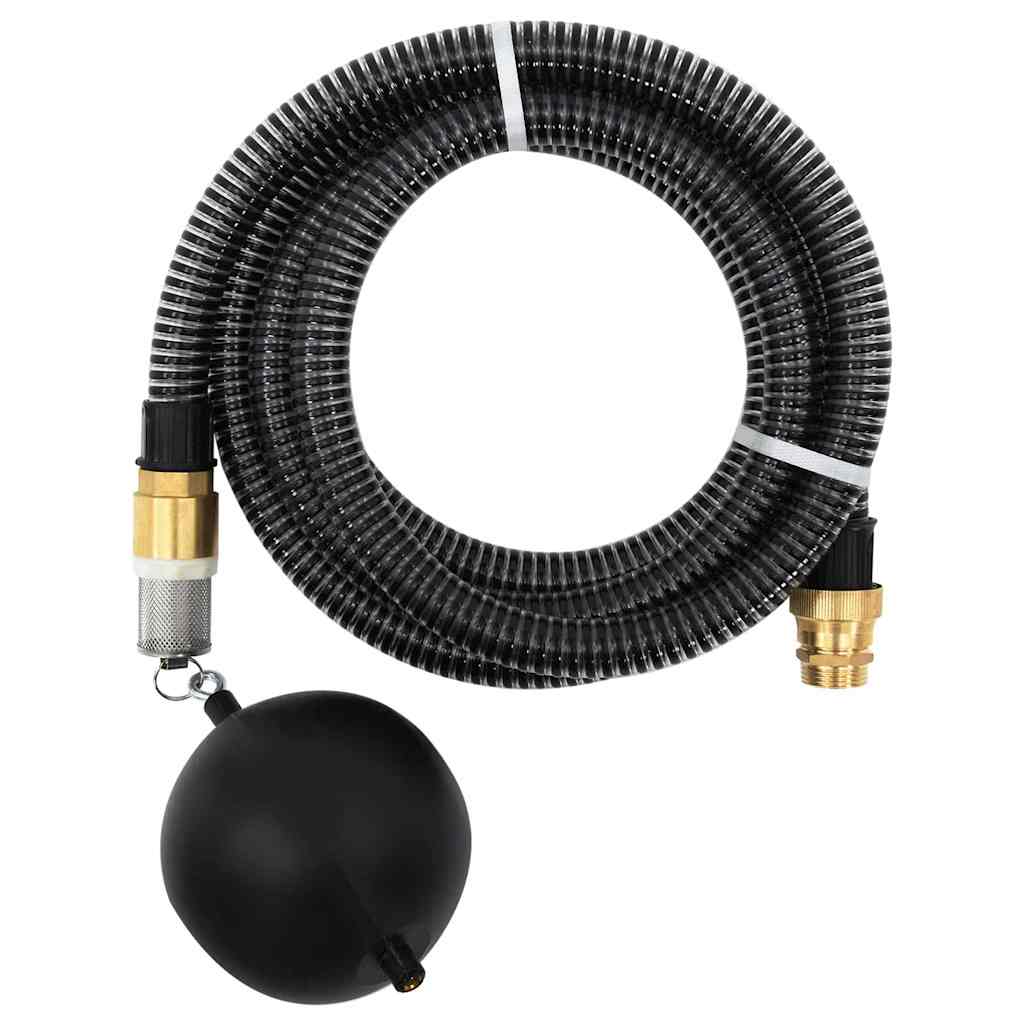 vidaXL Sugslang med kopplingar mässing svart 1,1" 15 m PVC