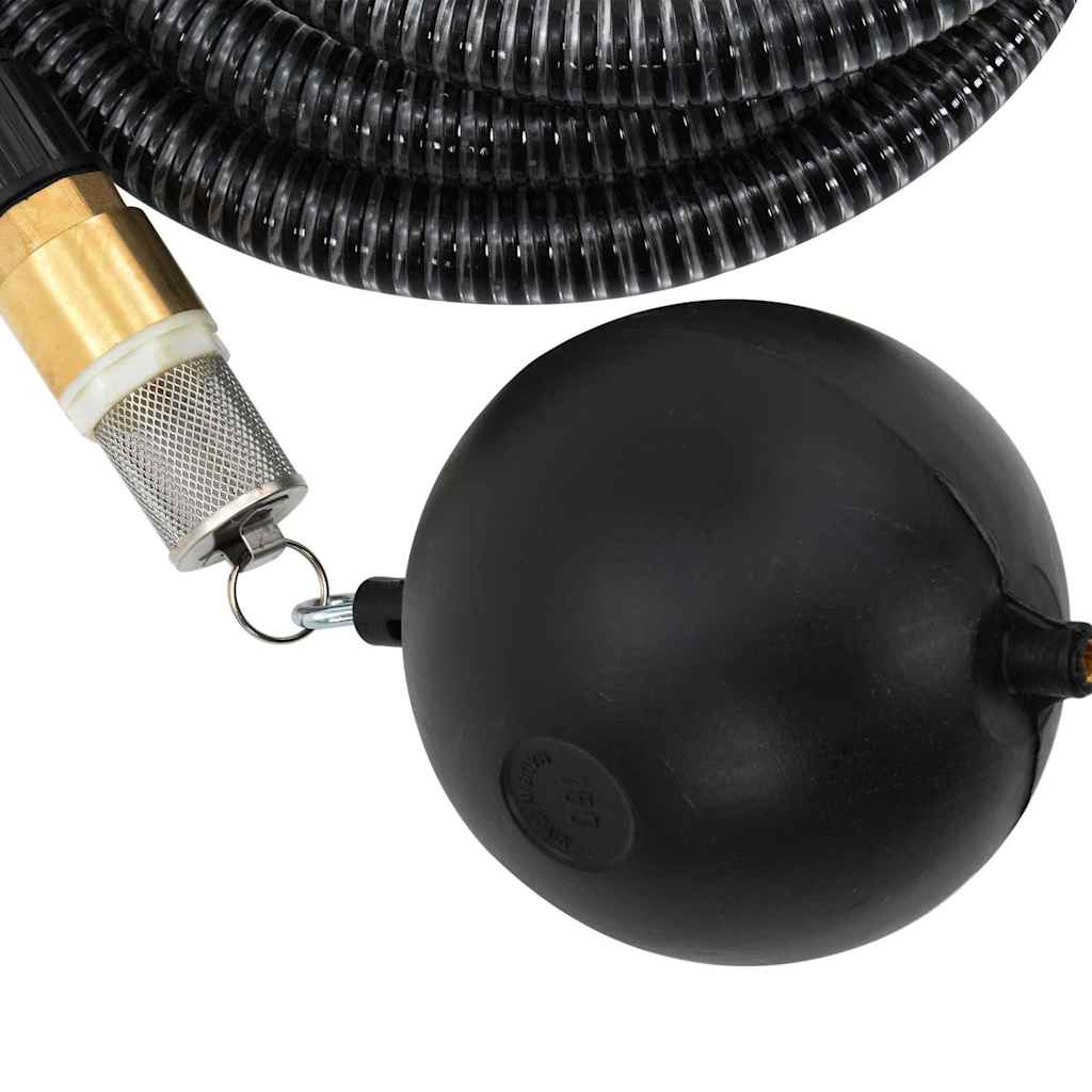 vidaXL Sugslang med kopplingar mässing svart 1,1" 15 m PVC