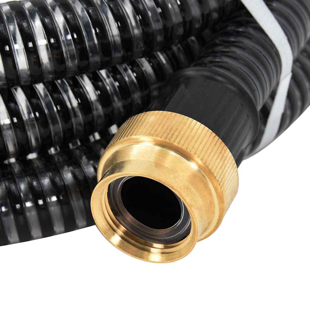vidaXL Sugslang med kopplingar mässing svart 1,1" 20 m PVC
