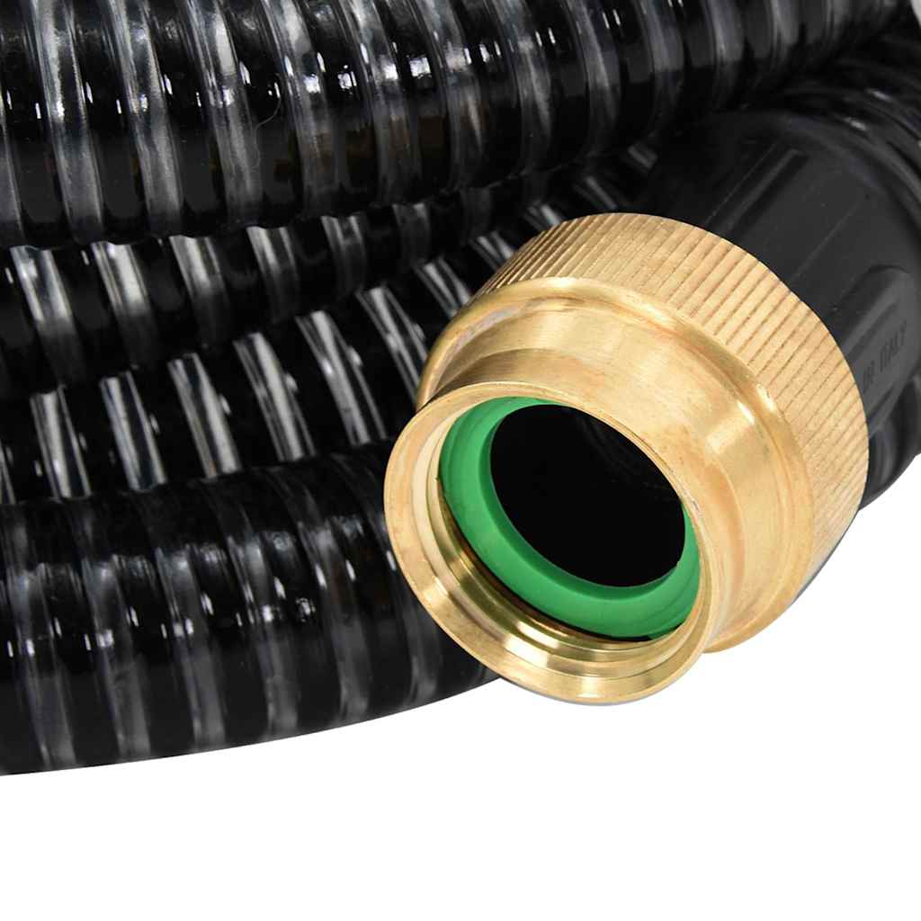 vidaXL Sugslang med kopplingar mässing svart 1,1" 25 m PVC