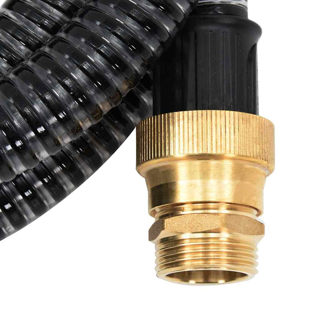 vidaXL Sugslang med kopplingar mässing svart 1,1" 25 m PVC