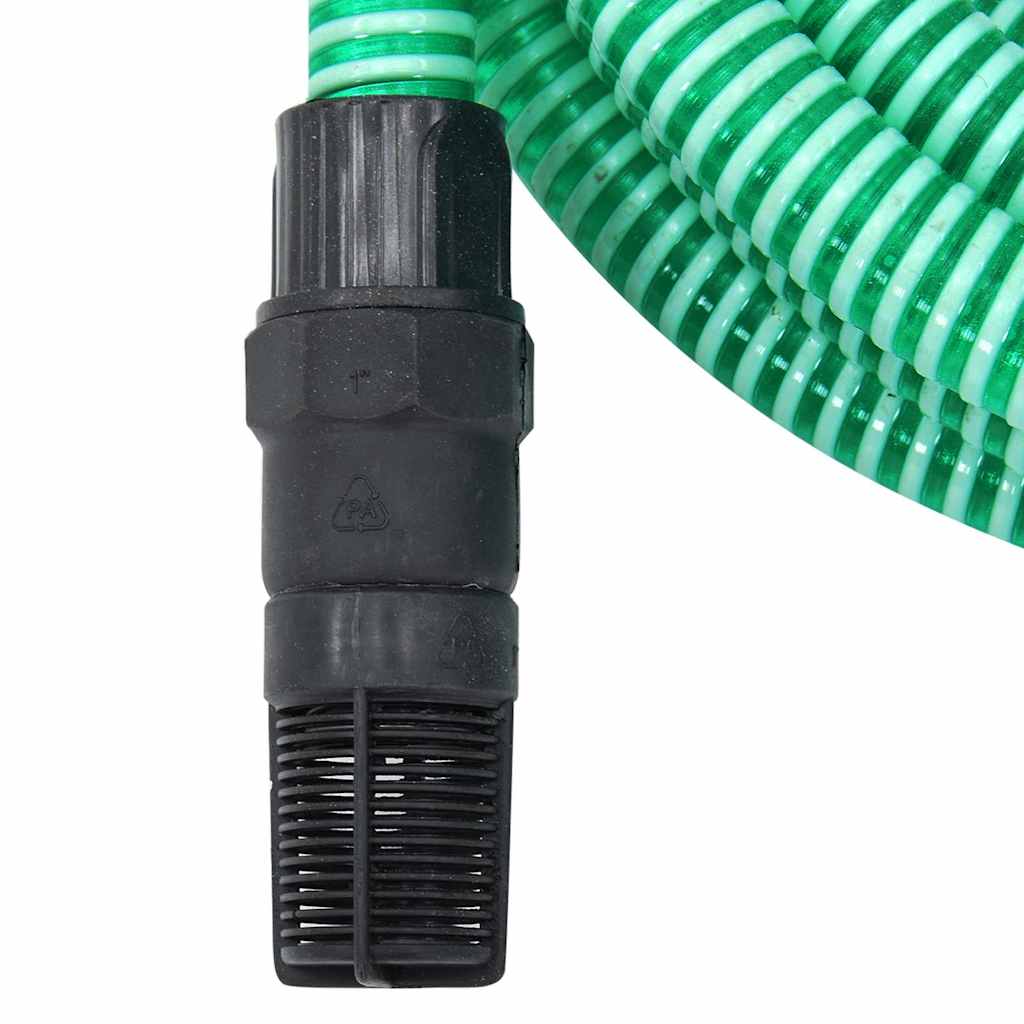 vidaXL Sugslang med kopplingar mässing grön 1" 7 m PVC