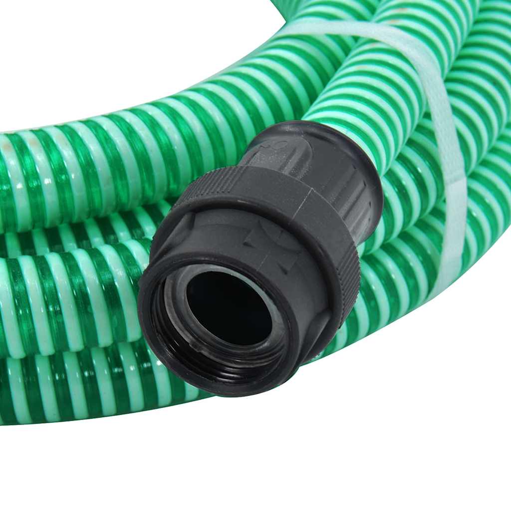 vidaXL Sugslang med kopplingar mässing grön 1" 7 m PVC