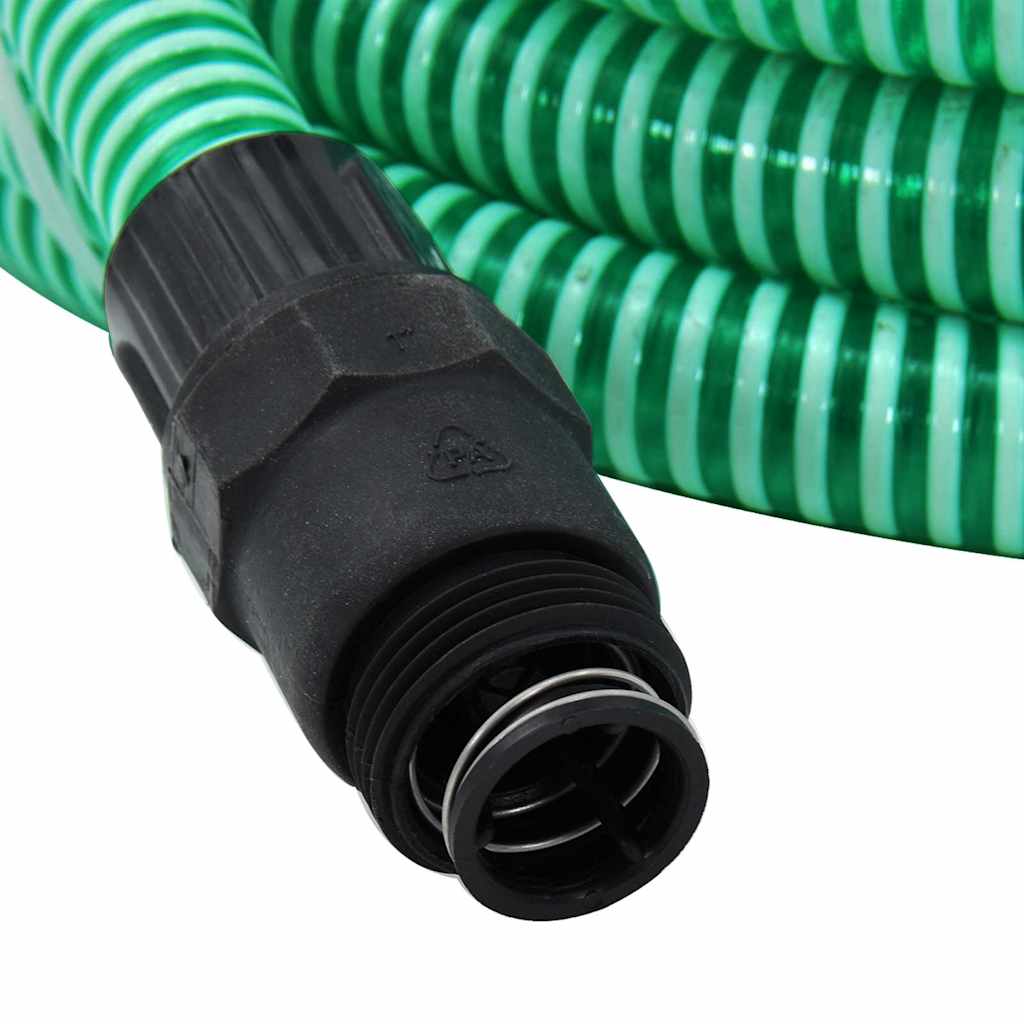 vidaXL Sugslang med kopplingar mässing grön 1" 7 m PVC