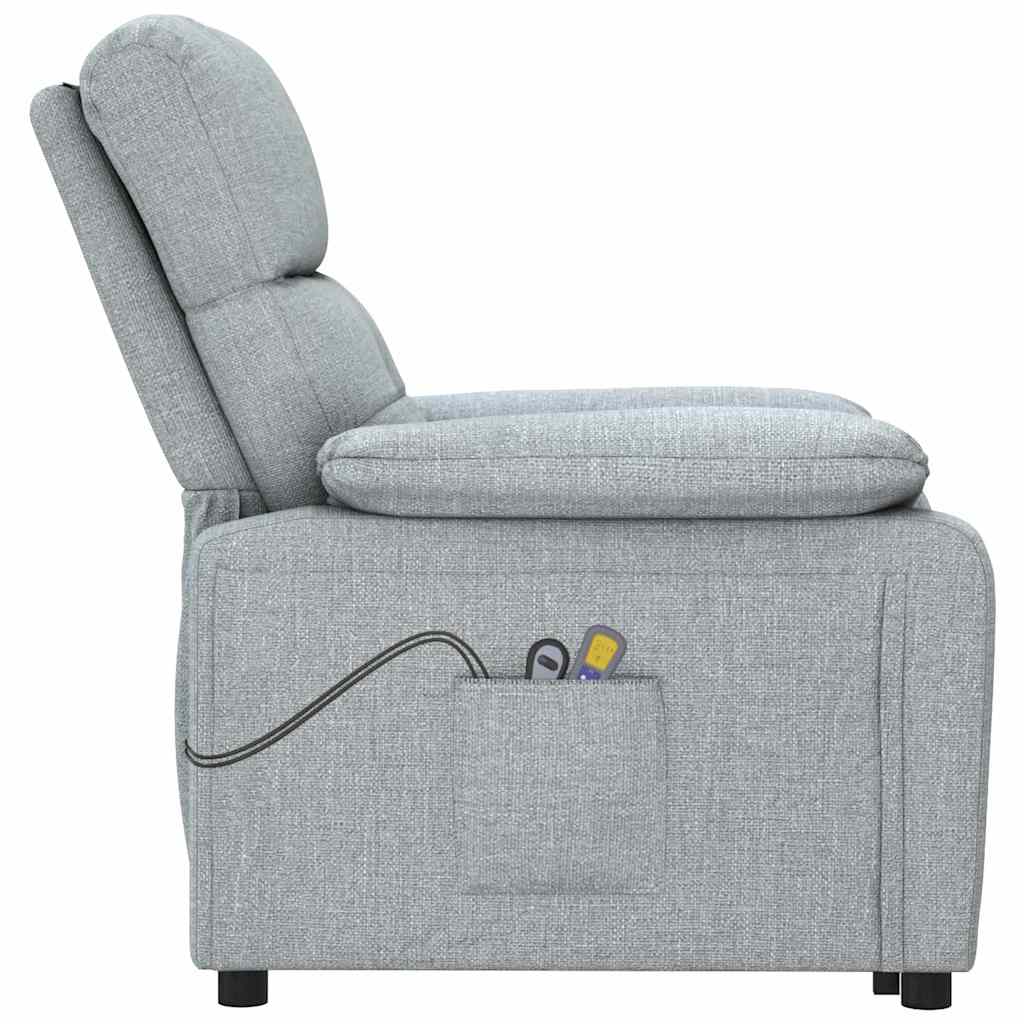 vidaXL Elektrisk massagefåtölj ljusgrå tyg