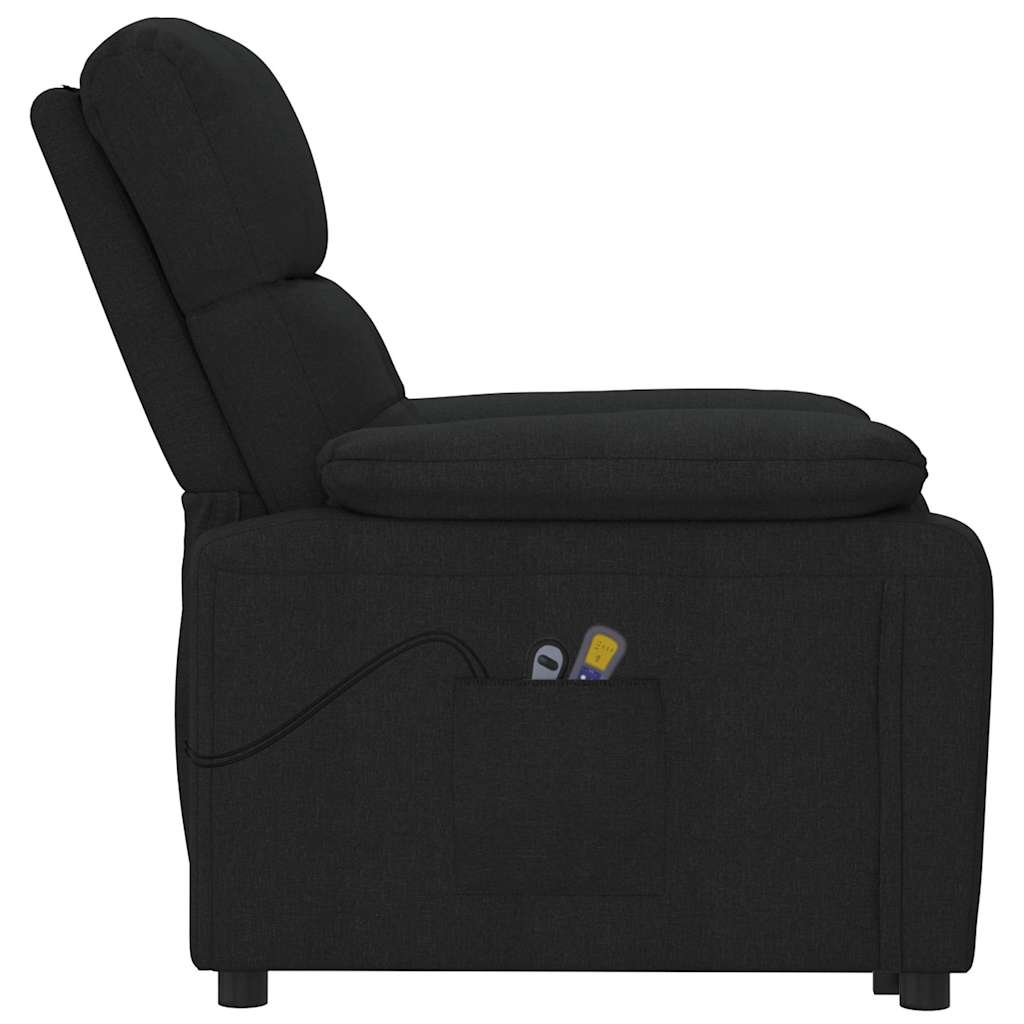 vidaXL Elektrisk massagefåtölj svart tyg