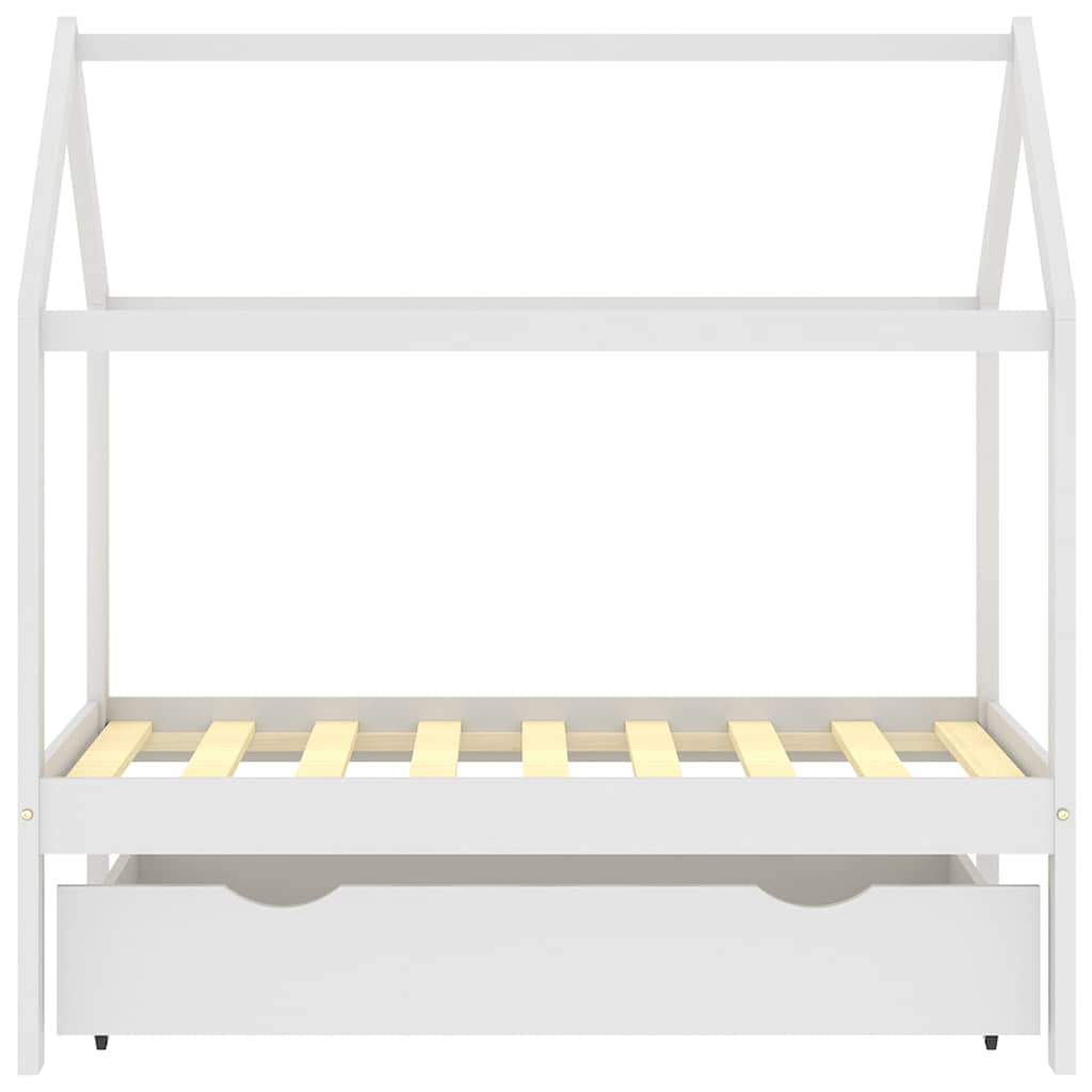 vidaXL Barnsäng med låda vit massiv furu 70x140 cm