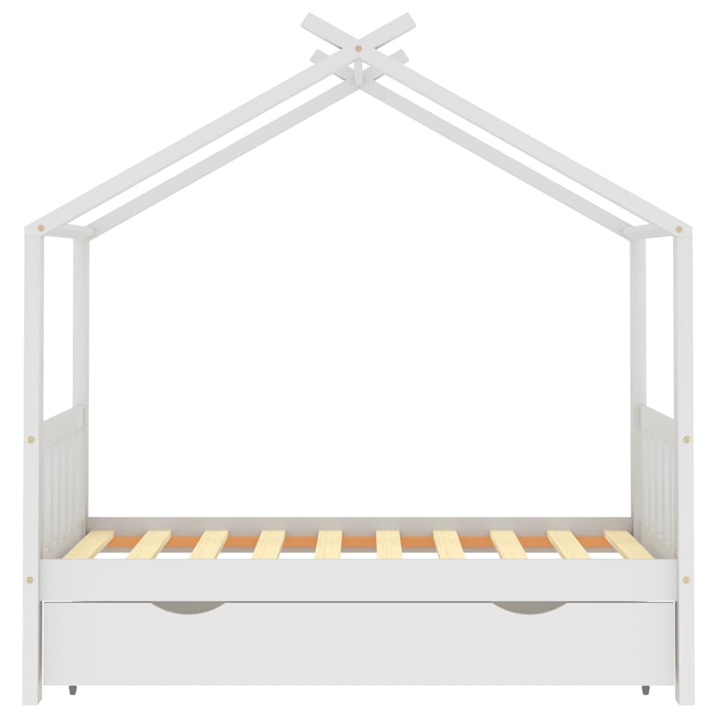 vidaXL Barnsäng med låda vit massiv furu 80x160 cm