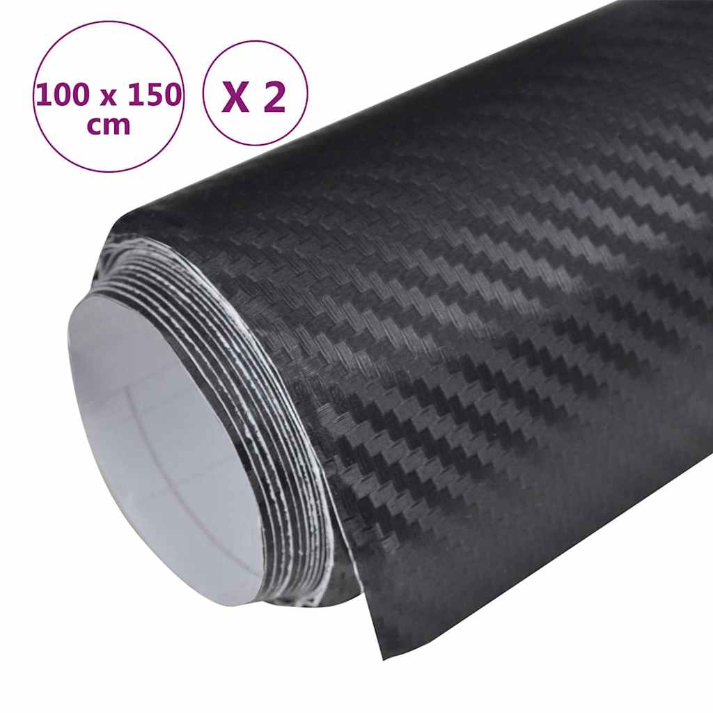vidaXL Bilfoliering 2 st 3D svart 100x150 cm