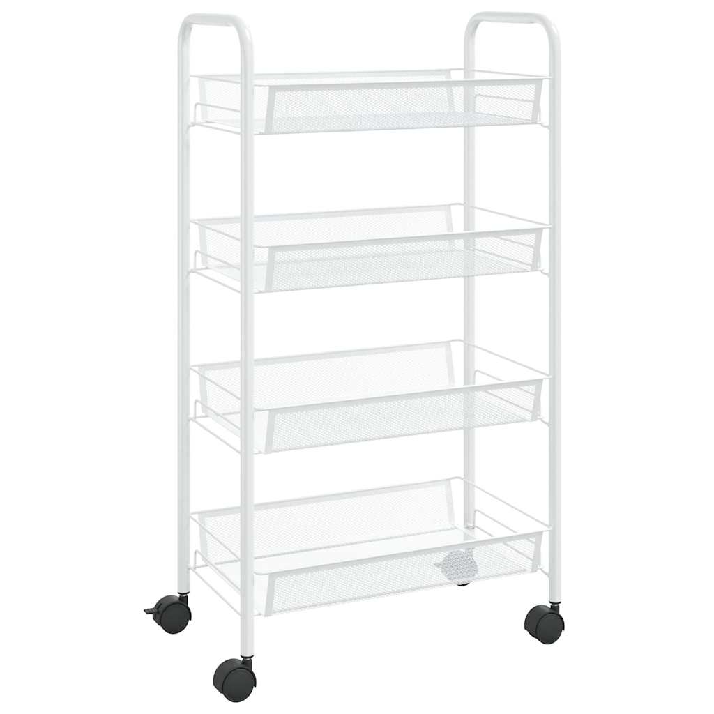vidaXL Rullvagn 4 våningar vit 46x26x85 cm järn