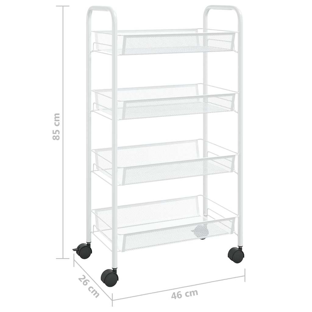 vidaXL Rullvagn 4 våningar vit 46x26x85 cm järn
