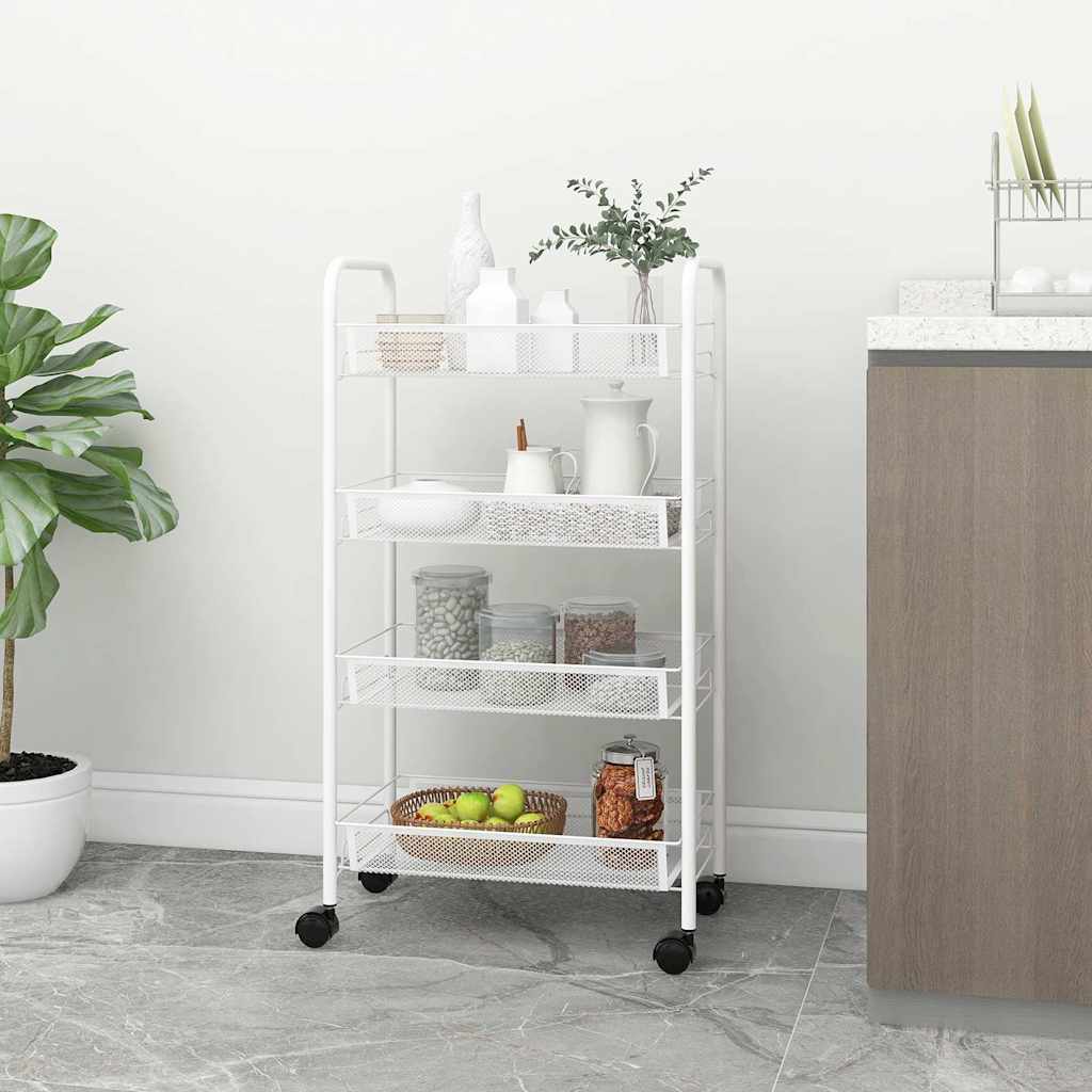 vidaXL Rullvagn 4 våningar vit 46x26x85 cm järn