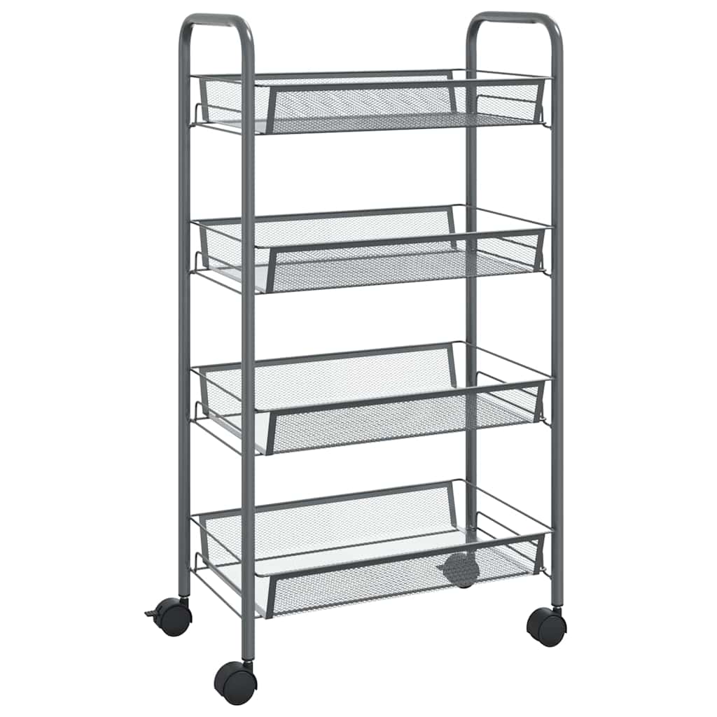 vidaXL Rullvagn 4 våningar grå 46x26x85 cm järn