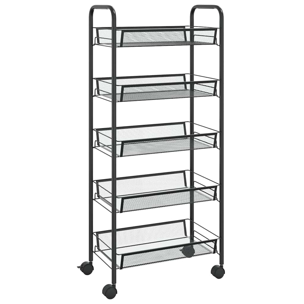 vidaXL Rullvagn 5 våningar svart 46x26x105 cm järn