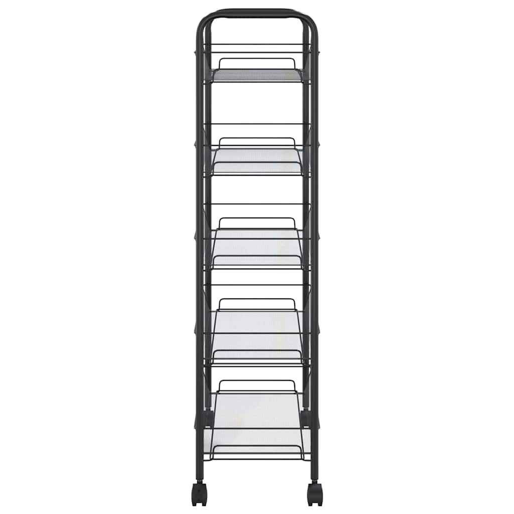 vidaXL Rullvagn 5 våningar svart 46x26x105 cm järn
