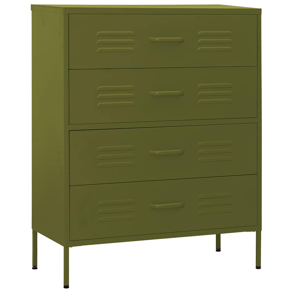 vidaXL Byrå olivgrön 80x35x101,5 cm stål