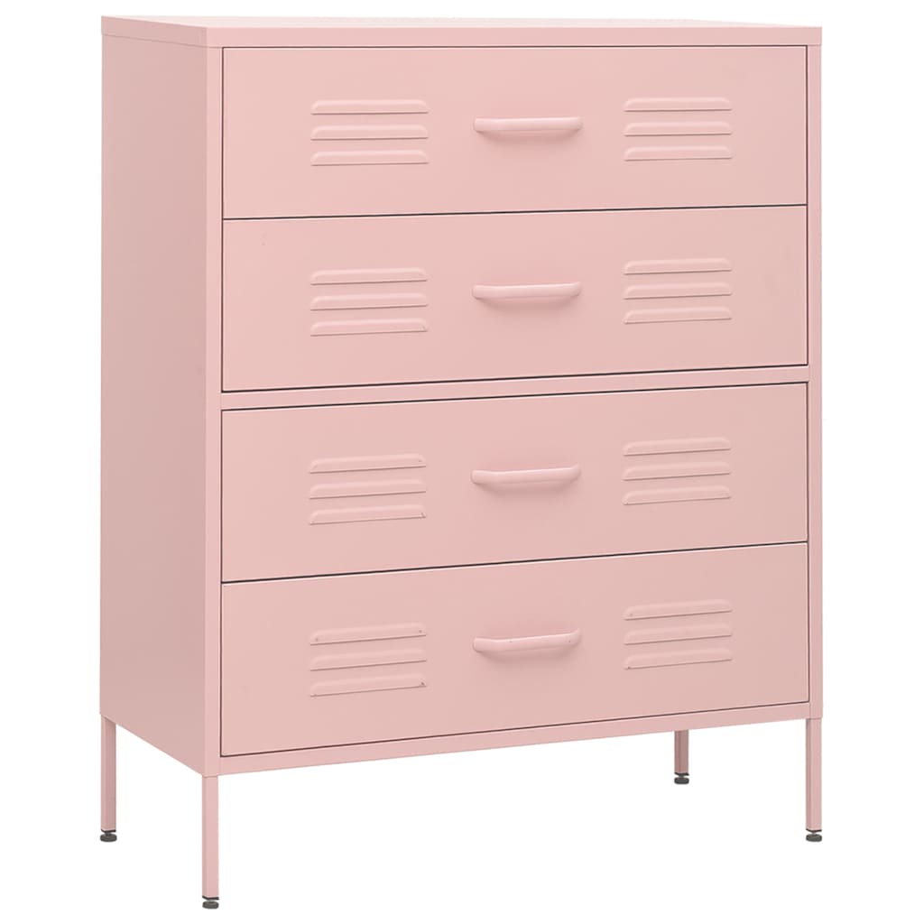 vidaXL Byrå rosa 80x35x101,5 cm stål
