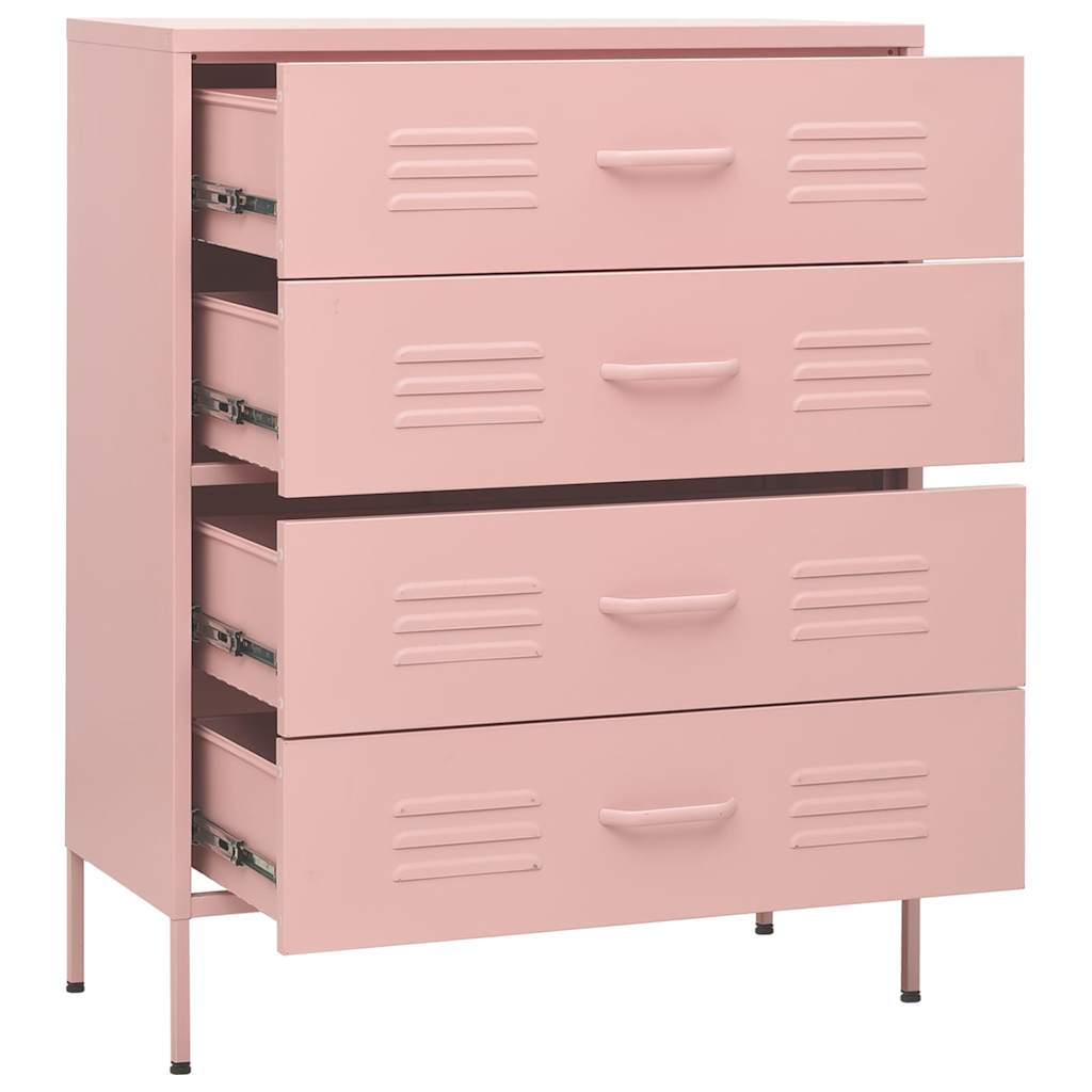 vidaXL Byrå rosa 80x35x101,5 cm stål