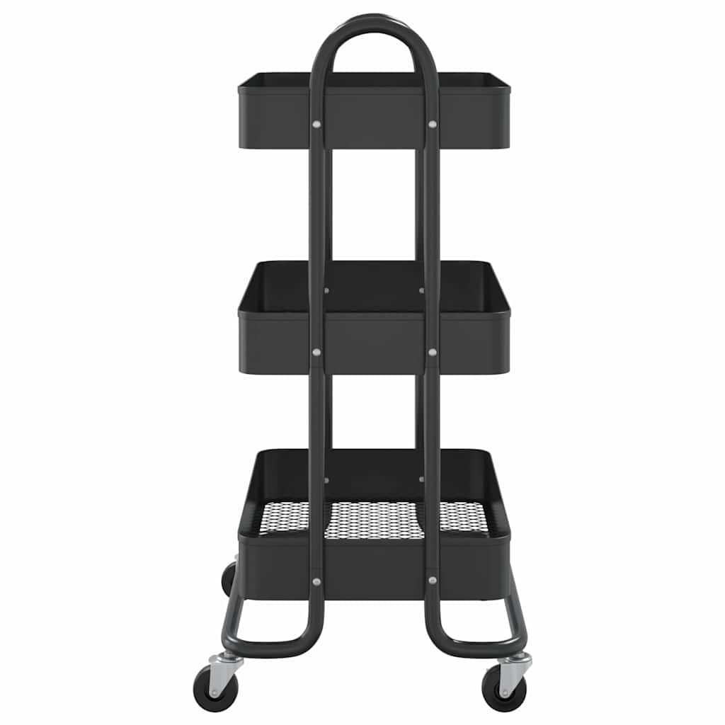 vidaXL Rullvagn 3 våningar svart 43x34x79 cm stål