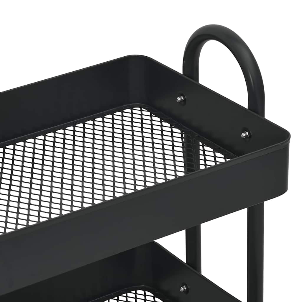 vidaXL Rullvagn 3 våningar svart 43x34x79 cm stål