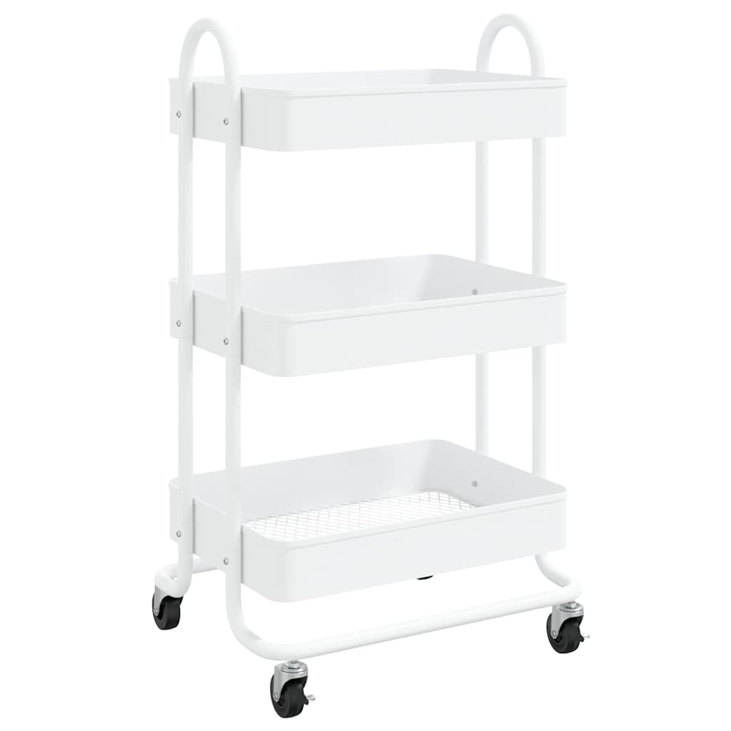 vidaXL Rullvagn 3 våningar vit 43x34x79 cm stål