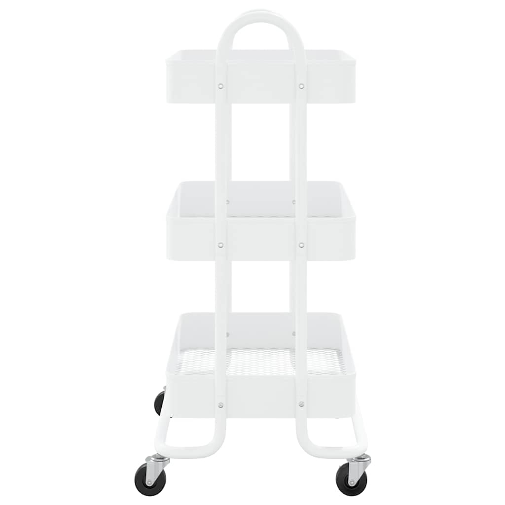 vidaXL Rullvagn 3 våningar vit 43x34x79 cm stål