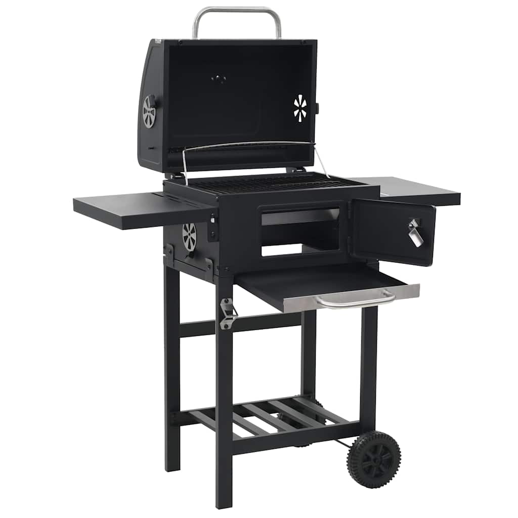 vidaXL 3-i-1 Pizzaugn och grill svart