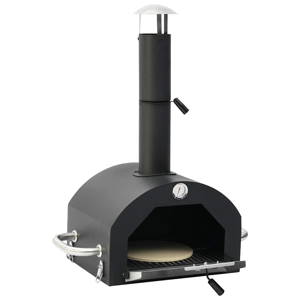 vidaXL 3-i-1 Pizzaugn och grill svart