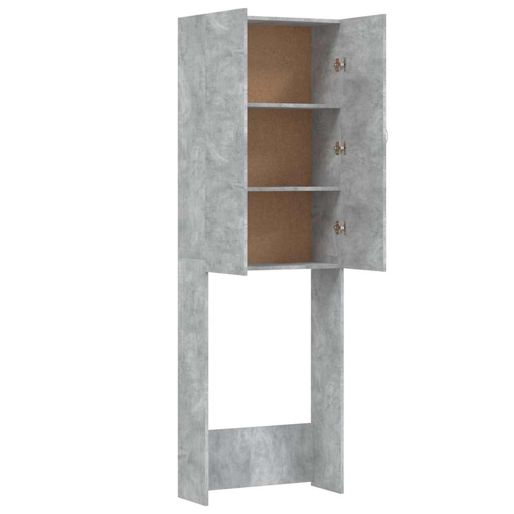 vidaXL Tvättmaskinsskåp betonggrå 64x25,5x190 cm