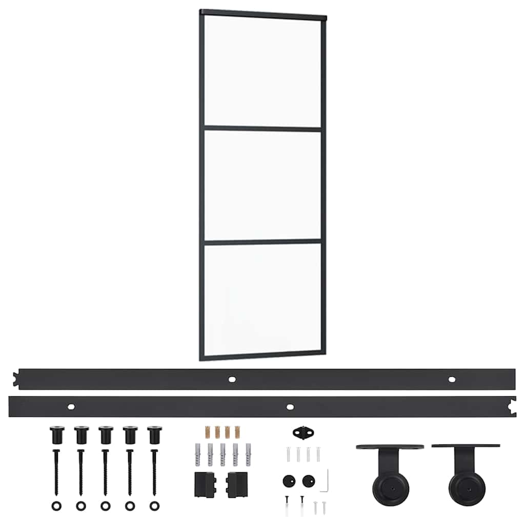 vidaXL Skjutdörr med beslagset ESG glas och aluminium 76x205 cm