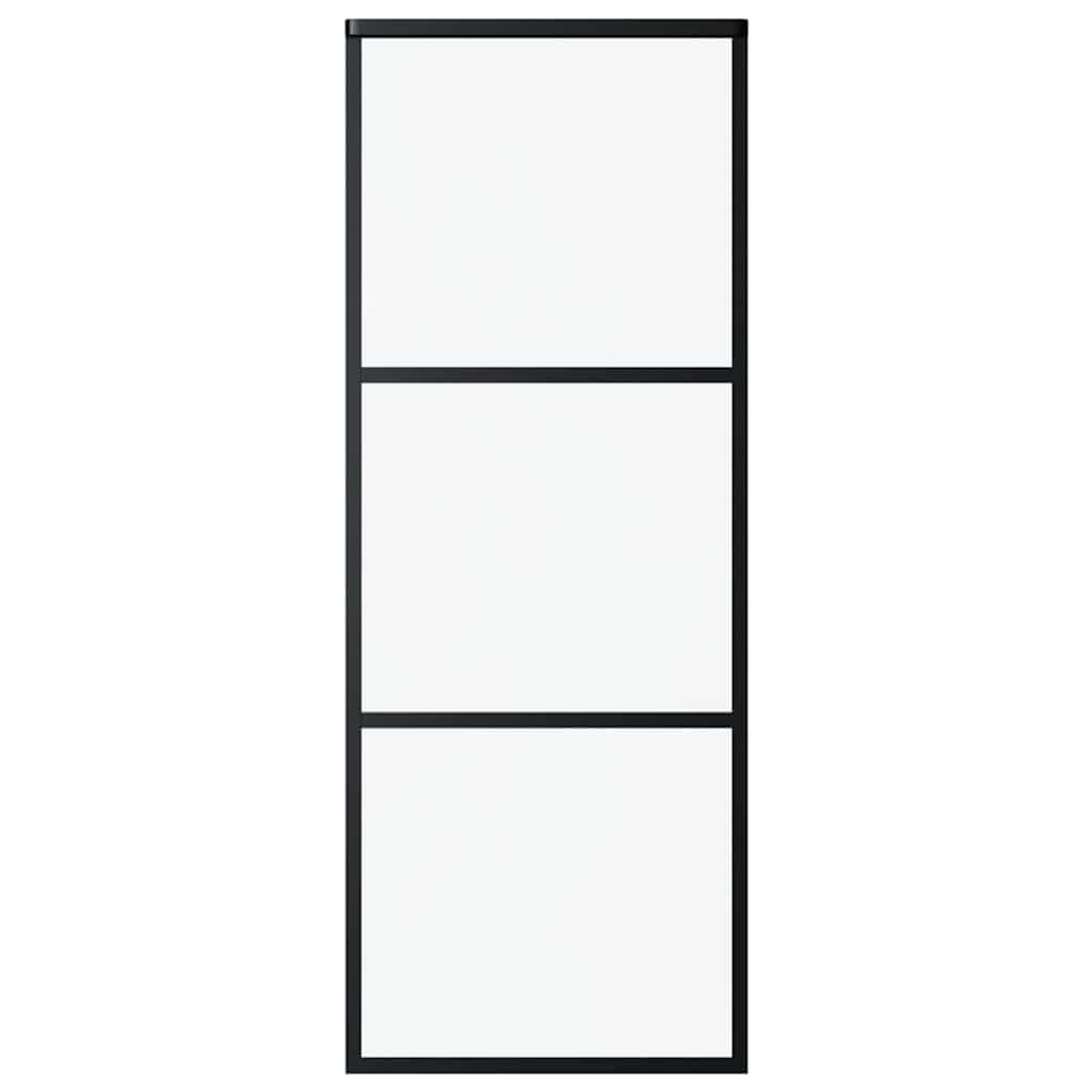 vidaXL Skjutdörr med beslagset ESG glas och aluminium 76x205 cm