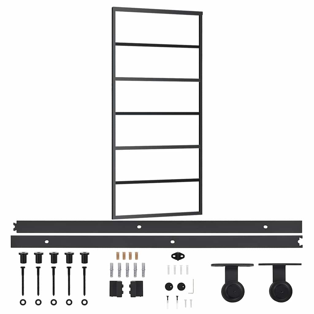 vidaXL Skjutdörr med beslagset ESG glas och aluminium 90x205 cm