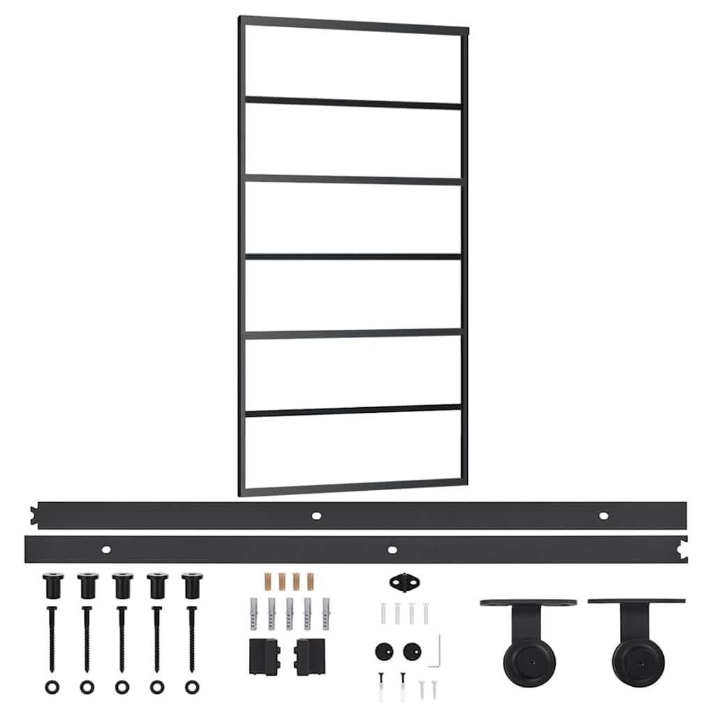 vidaXL Skjutdörr med beslagset ESG glas och aluminium 102x205 cm