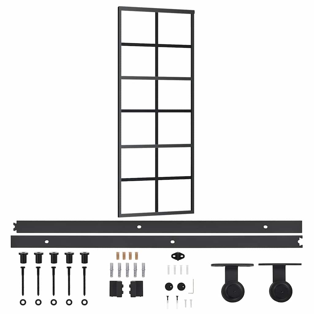 vidaXL Skjutdörr med beslagset ESG glas och aluminium 76x205 cm
