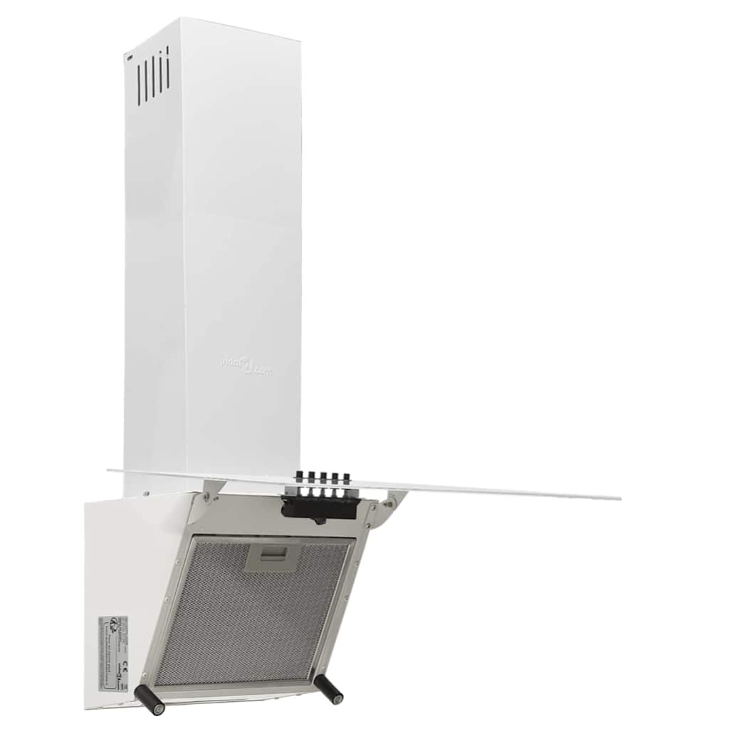 vidaXL Köksfläkt 60 cm stål och härdat glas vit