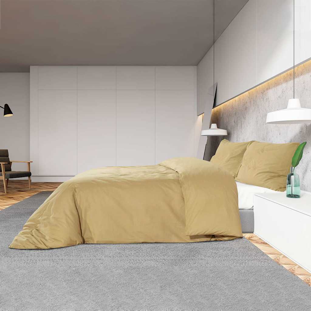 vidaXL Bäddset taupe 200x200 cm lätt mikrofiber