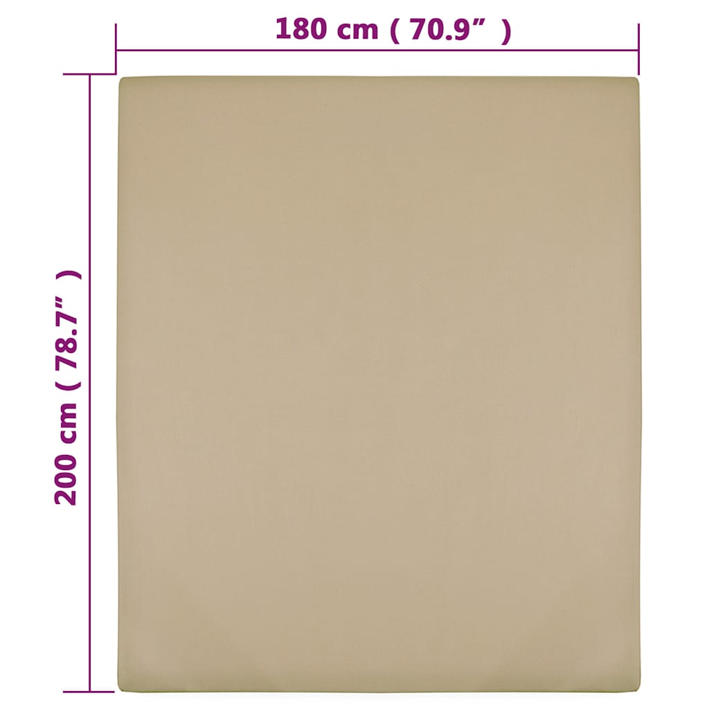 vidaXL Dra-på-lakan jersey 2 st taupe 180x200 cm bomull